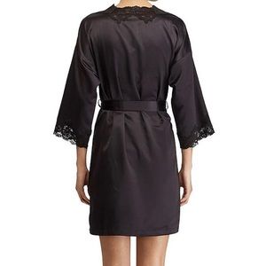 Matte Satin Kimono Sleeve Coordinating Short Wrap Bridal Robe